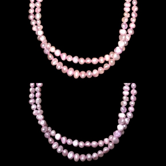 Light Pink/ Purple Real Freshwater Pearls Necklace - Picture 8 of 9